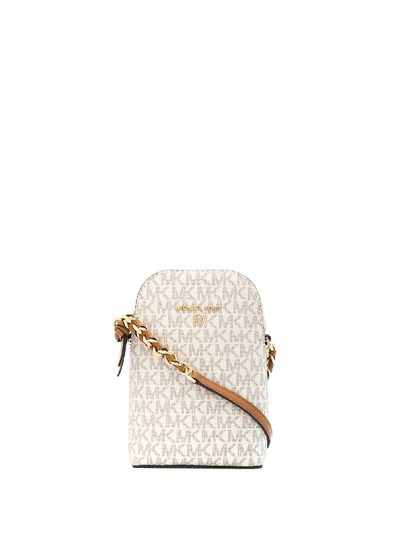 Michael Michael Kors Small Logo-print Crossbody Bag In White