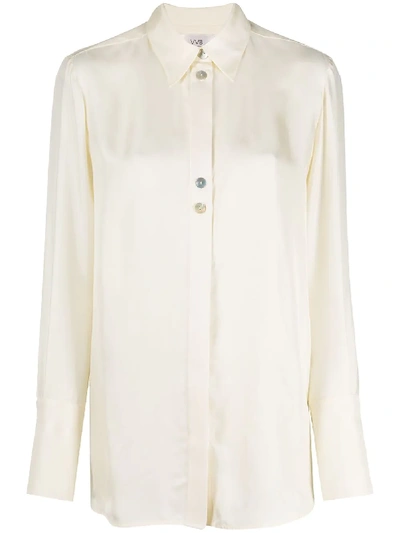 Victoria Victoria Beckham Silk-twill Loose-fit Shirt In Neutrals