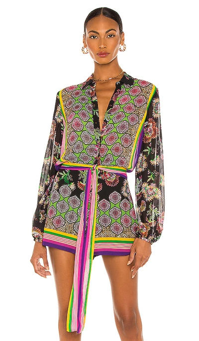 Alexis Betony Tie-detailed Printed Chiffon Blouse In Midnight Bloom