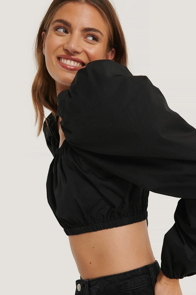 Na-kd Puff Sleeve Square Neck Top - Black