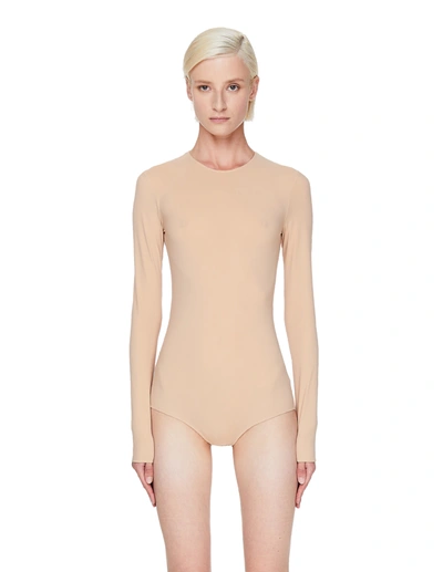 Maison Margiela Beige Longsleeve Bodysuit In Pink