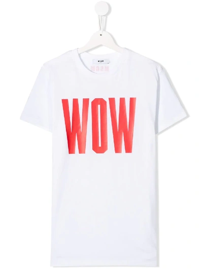 Msgm Teen Wow Print T-shirt In White