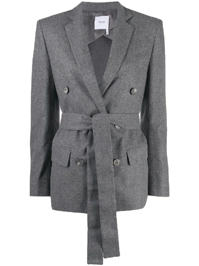 Agnona Cashmere Belted Single-breasted Blazer In Grey