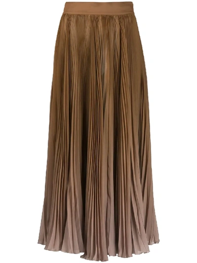 Dolce & Gabbana Degradé-effect Pleated Chiffon Skirt In Brown