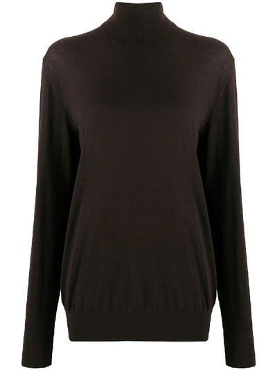 Dolce & Gabbana Roll Neck Semi-sheer Sweater In Brown