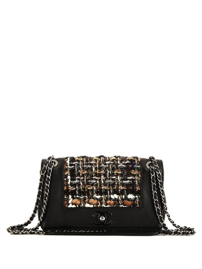 Pre-owned Chanel 2010s  Mademoiselle Tweed Shoulder Bag In Black