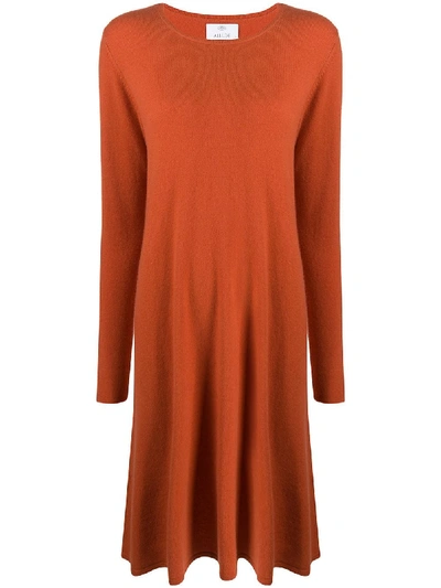 Allude Long-sleeve Flared Jumper Dress In Orange | ModeSens