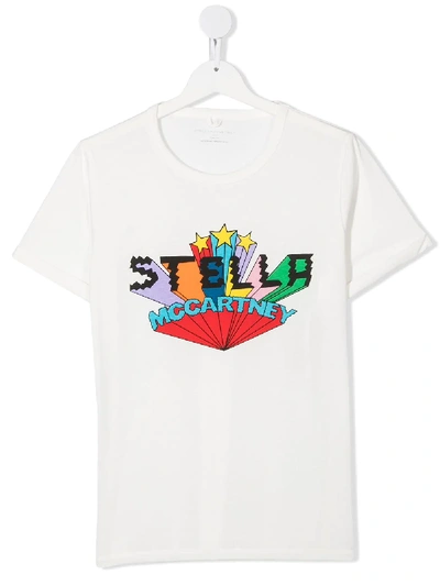 Stella Mccartney Kids' Logo Print Short-sleeved T-shirt In White