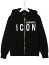 Dsquared2 Logo-print Zip-up Hoodie In Black