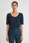 Filippa K Tencel Scoop-neck Tee In Indigo