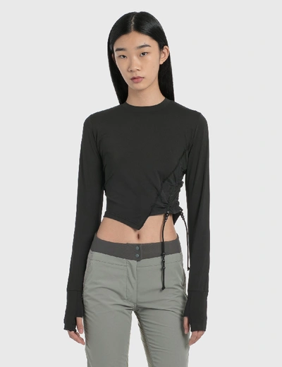 Hyein Seo Twisted Long Sleeve Top In Black