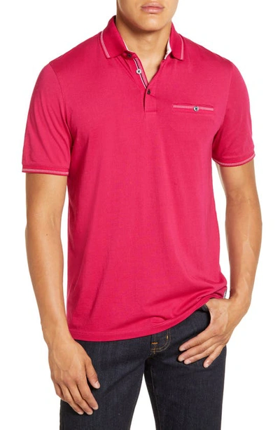 Ted Baker Tortila Slim Fit Tipped Pocket Polo In Deep Pink