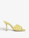 Bottega Veneta Womens Green Padded Quilted-leather Heeled Mules 5.5 In Green