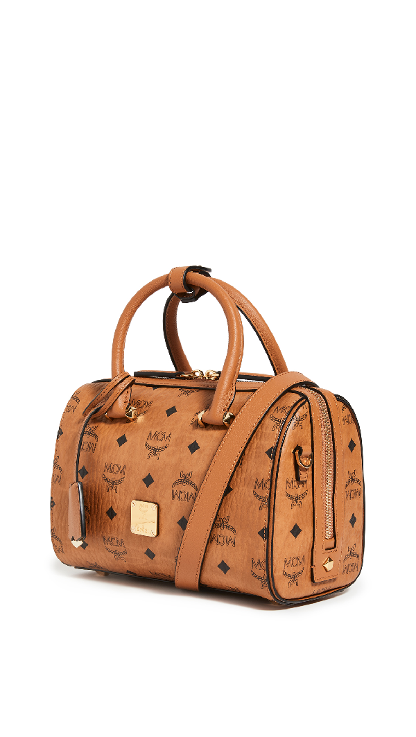 Mcm Essential Boston Bag In Visetos Original Paul Smith