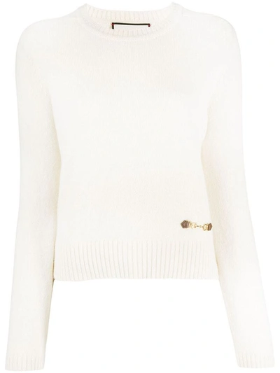 Gucci Horsebit Cashmere Pullover In Ivory Color In White