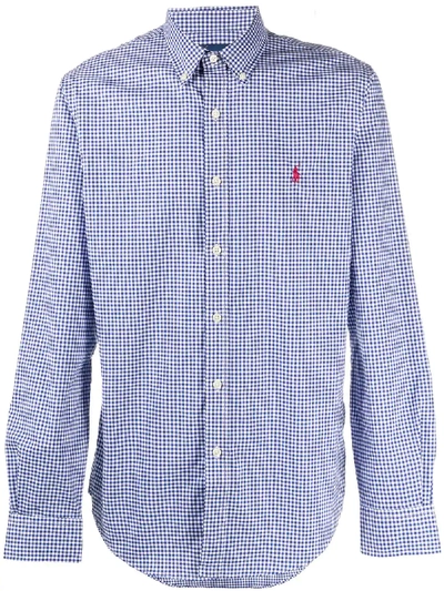 Ralph Lauren Gingham Check Long Sleeve Button-Down Check Shirt, Men's Size L cotton Blue type light blue Vintage Second Hand