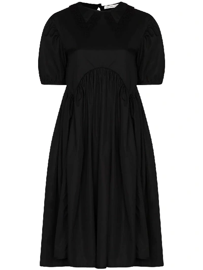Cecilie Bahnsen Malou Cotton Puff Sleeve Dress In Black