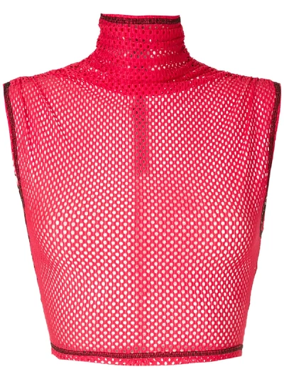 À La Garçonne Mesh Cropped Top In Red