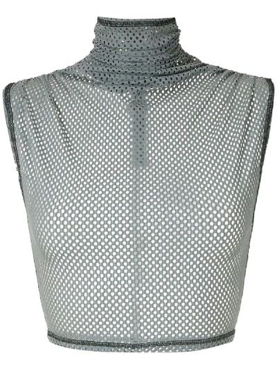 À La Garçonne Mesh Cropped Top In Grey