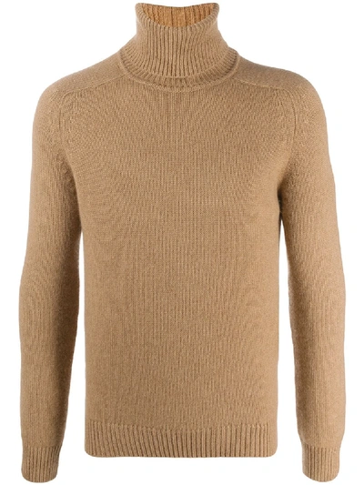 Saint Laurent Roll Neck Jumper In Neutrals