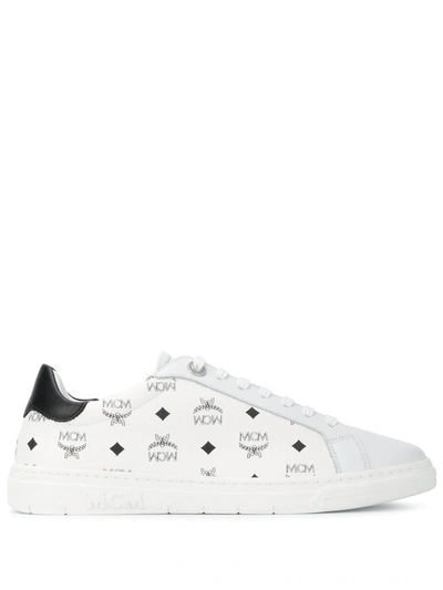 Mcm Terrain Derby Visetos Logo Sneakers In White