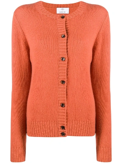 Allude Button-down Cashmere Cardigan In Orange