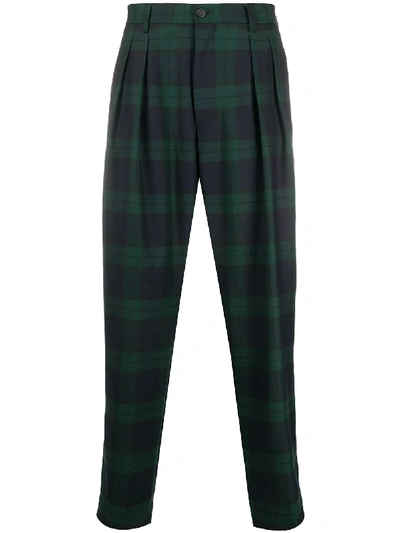 Tommy Hilfiger Check Straight-leg Trousers In Green