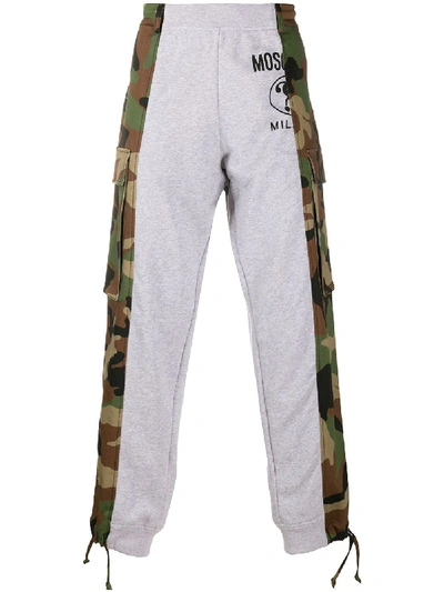 Moschino Camouflage Panelled Track Pants In Grey