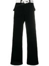 ADER ERROR WIDE LEG CORDUROY TROUSERS WITH BELT BUTTON DETAIL