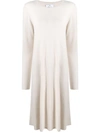 ALLUDE LONG-SLEEVE FLARED DRESS
