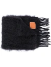 Loewe Mens Black Anagram Brushed Mohair Wool-blend Knitted Scarf 185cm X 23cm In Black
