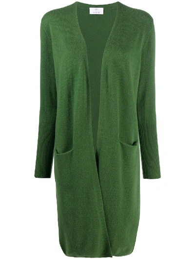 Allude Draped Long-sleeve Cardigan In Green
