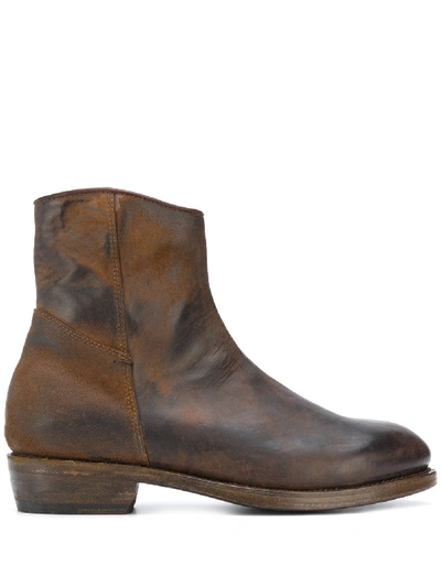 Ajmone Zipped Ankle Boots In Brown