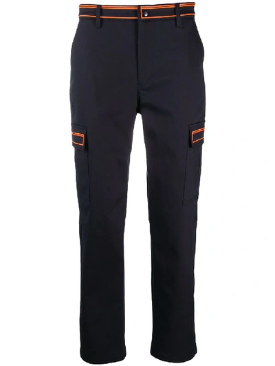 Valentino Contrast-trim Trousers In Blue