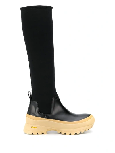 Jil Sander Layered-effect Boots In Black