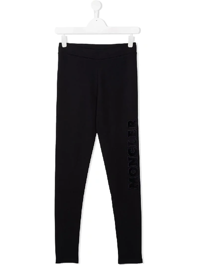 Moncler Teen Logo Patch Track Trousers In Blue