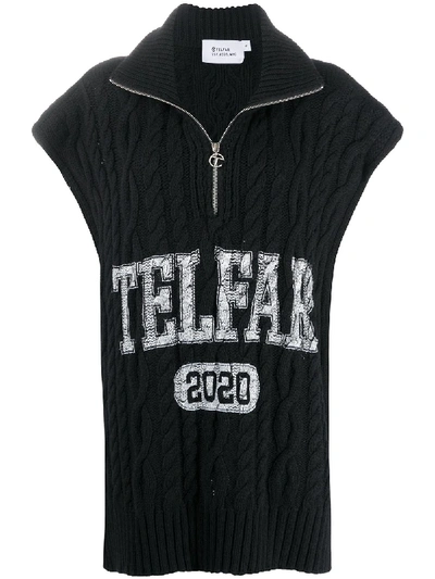 Telfar Logo印花粗绞花针织上衣 In Black