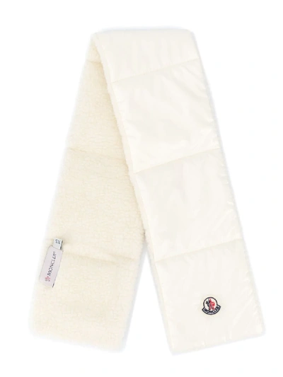 Moncler Kids' Faux-shearling Quilted Scarf In Neutrals
