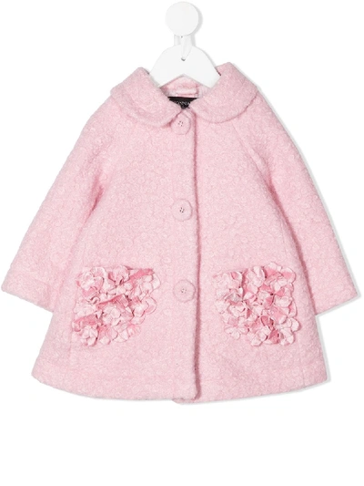 Monnalisa Babies' 花卉缝饰大衣 In Pink