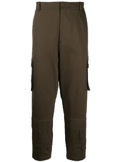 Les Hommes Trouseraloni Cargo In Cotone Stretch In 3100 Green