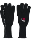 RAF SIMONS I LOVE YOU EMBROIDERED GLOVES