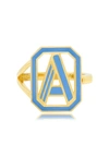 COLETTE 18KT YELLOW GOLD GATSBY INITIAL A BLUE ENAMEL RING