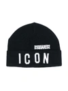 Dsquared2 Icon Embroidered Beanie Hat In Black