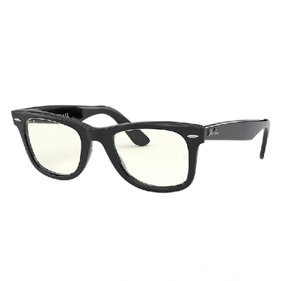 Ray Ban Wayfarer Clear Evolve Sunglasses Shiny Black Frame Grey Lenses 52-22