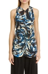 PROENZA SCHOULER PAINT PRINT RUCHED CADY TANK,R2034047-BYP99