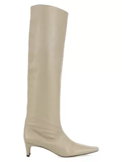 Staud Wally Tall Leather Boots In Grey