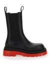 Bottega Veneta Tire Leather Chelsea Boots In Black Bl R