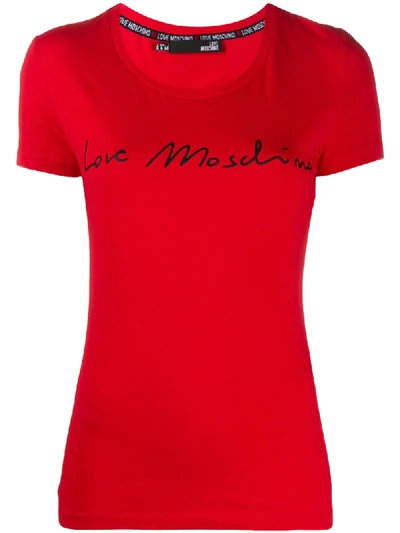 Love Moschino Logo-print Crew-neck T-shirt In Red