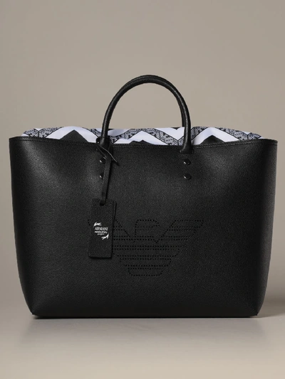 Emporio Armani Bag With Perforated Logo In Black