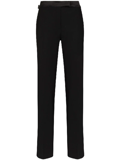 Tom Ford Satin Stripe Wool Tuxedo Trousers In Black